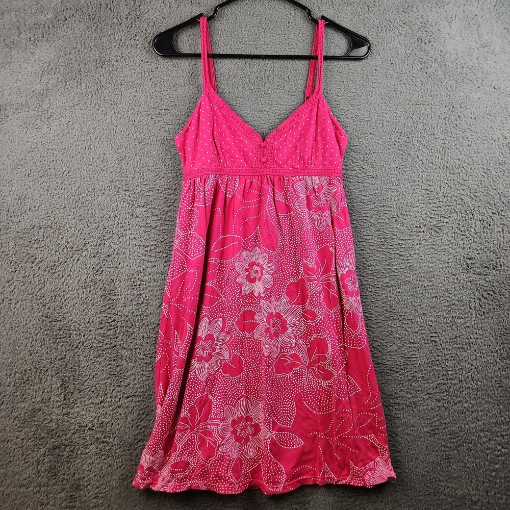 Vintage Y2K Baby Doll Dress Medium Pink Empire Waist Whimsygoth Smocked Strappy